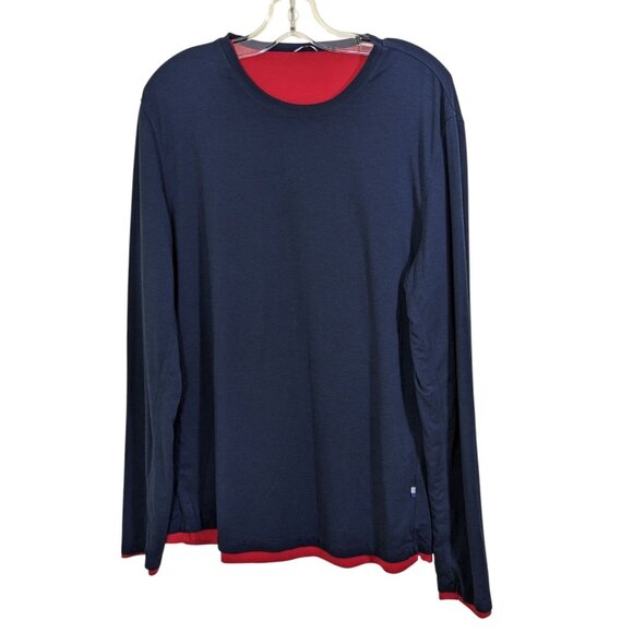 Kit And Ace Long Sleeve Crewneck Shirt Mens Large Navy Red Reversible Base Layer - Picture 1 of 6